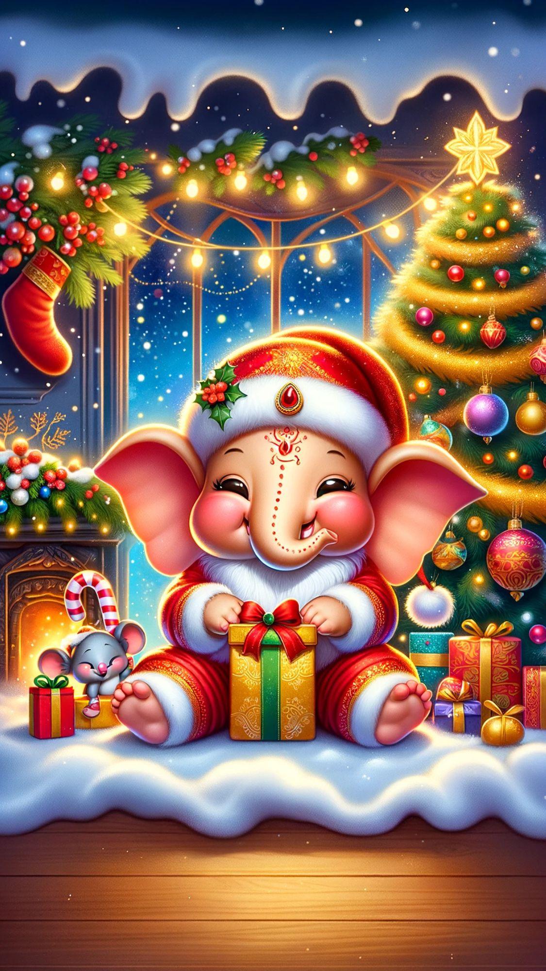 Ganpati-Christmas-Special-Wallpapers2025