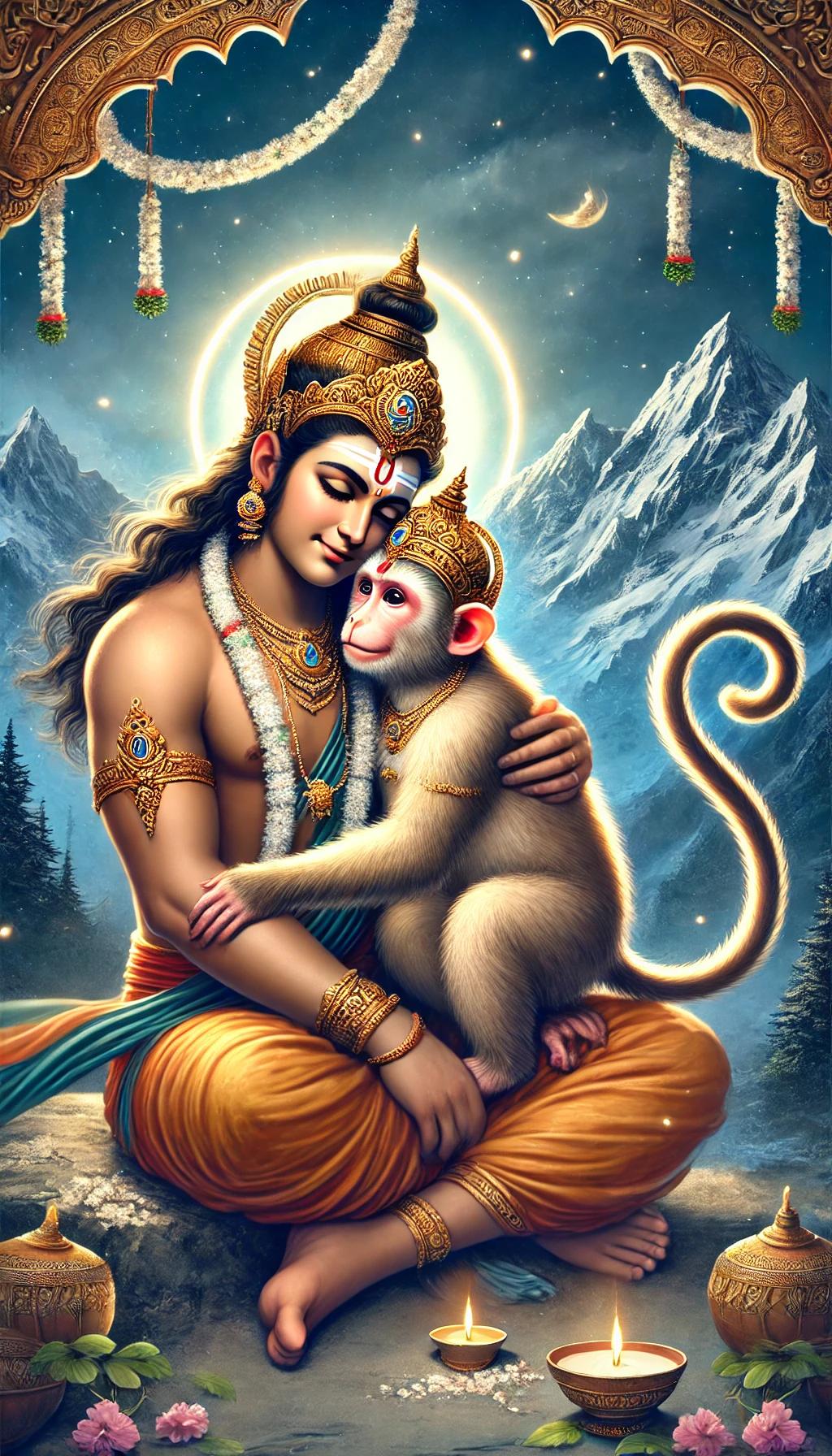 hanuman ji sitting on lord ram lap image