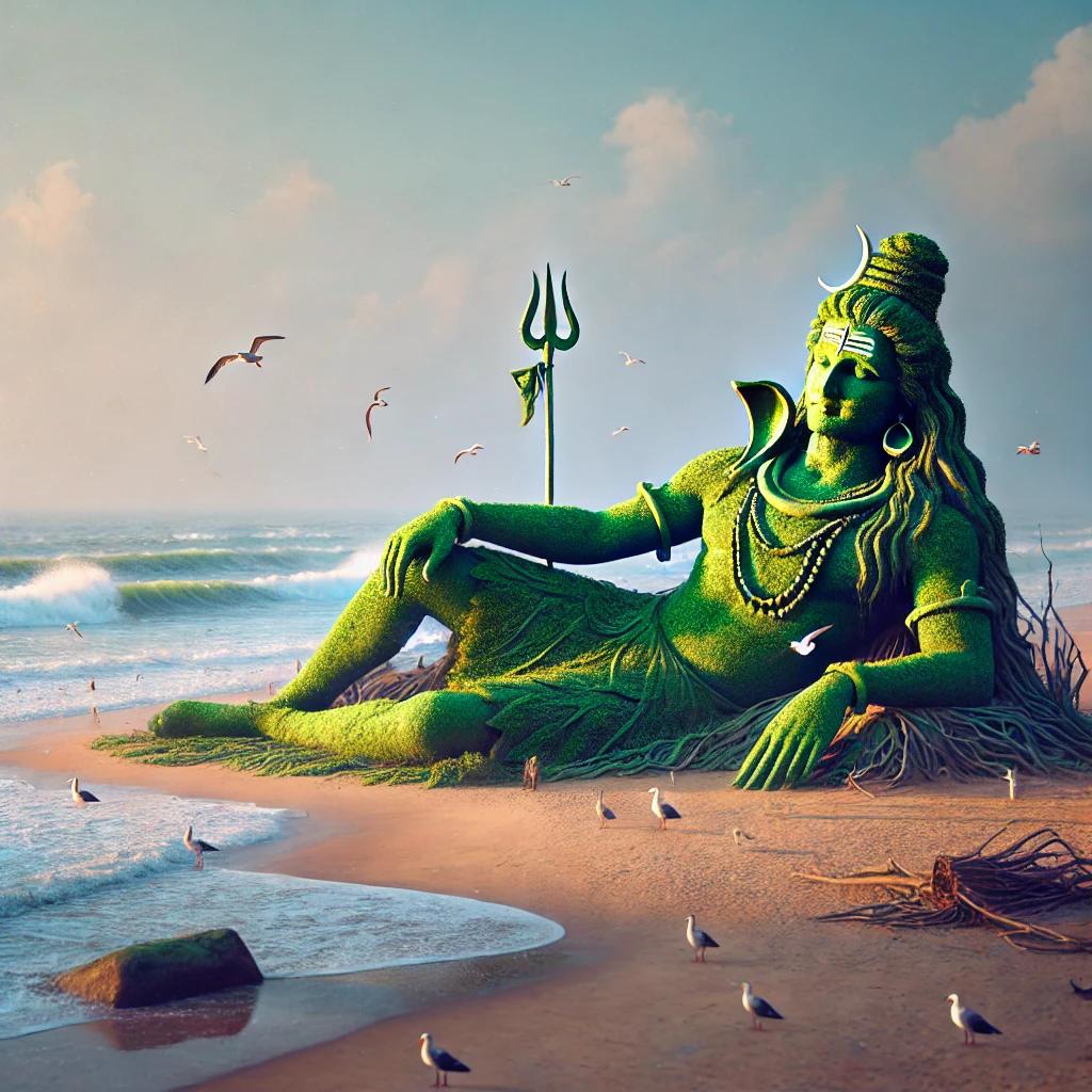 lord shiva relaxing on beach