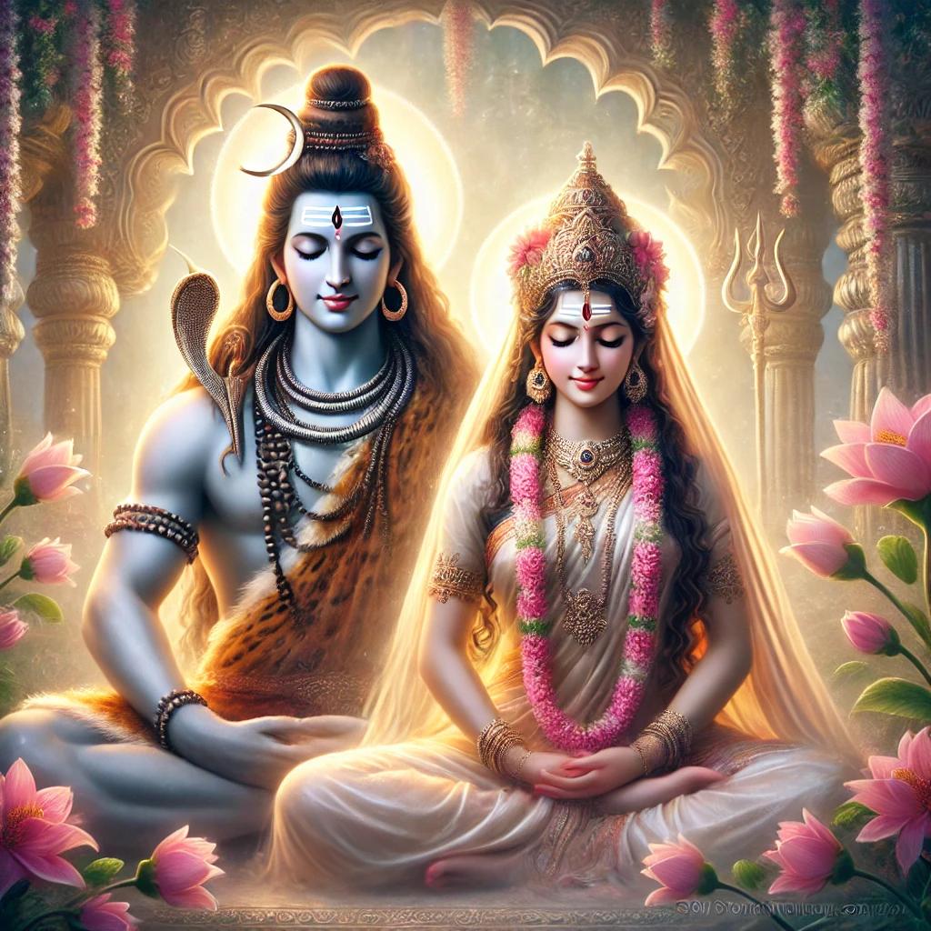 shiva dhyan mudra with maa parvati